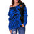 Polynesian Guinea Women's Off Shoulder - Moana Maui Tattoo With Coat Of Arm Guinea Blue - Polynesian Pride