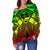 Guam Polynesian Women's Off Shoulder Sweater - Guam Reggae Seal with Polynesian Tattoo - Polynesian Pride