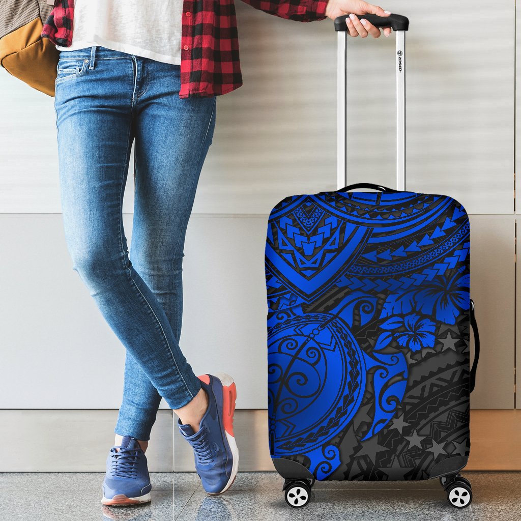 Cook Islands Polynesian Luggage Covers - Blue Turtle Blue - Polynesian Pride