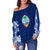 Guam Polynesian Women's Off Shoulder Sweater - Pattern With Seal Blue Version - Polynesian Pride