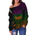 American Samoa Women's Off Shoulder Sweater - AS Seal Rocket Style - Polynesian Pride