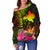 Papua New Guinea Polynesian Personalised Women's Off Shoulder Sweater - Hibiscus and Banana Leaves - Polynesian Pride