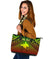 Polynesian Papua New Guinea Personalised Leather Tote Bag - Reggae Vintage Polynesian Patterns - Polynesian Pride