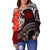 Samoa Women's Off Shoulder Sweater - Samoa Seal Wave Style (Red) - Polynesian Pride