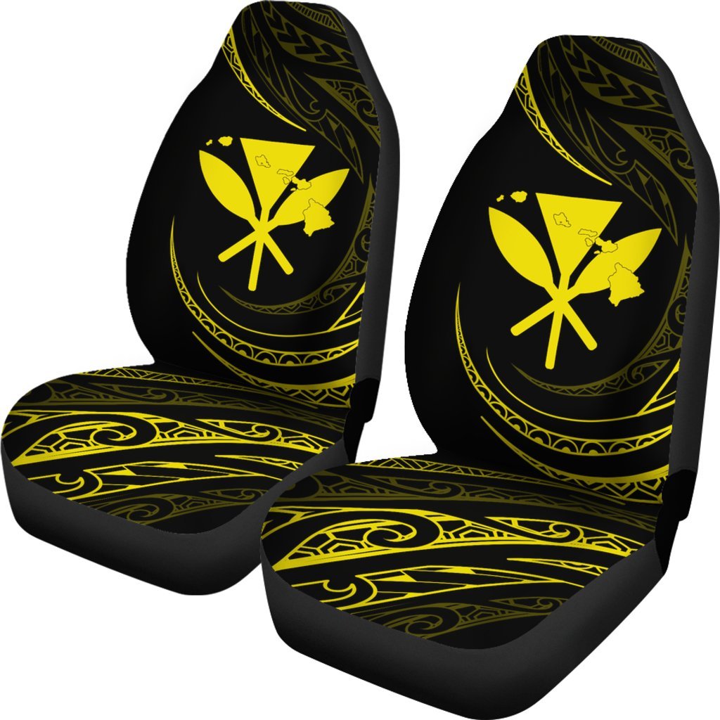 Kanaka Car Seat Covers - Yellow - Frida Style Universal Fit Black - Polynesian Pride