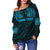 Polynesian Maori Tattoo Off Shoulder Sweater Blue - Custom Version K4 - Polynesian Pride