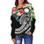 Nauru Polynesian Women's Off Shoulder Sweater - Summer Plumeria (Black) - Polynesian Pride