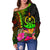 Vanuatu Polynesian Women's Off Shoulder Sweater - Hibiscus and Banana Leaves - Polynesian Pride