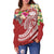 Polynesian Samoa Women's Off Shoulder Sweater - Summer Plumeria (Red) - Polynesian Pride