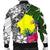 Palau Custom Personalised Men's Bomber Jacket White - Turtle Plumeria Banana Leaf - Polynesian Pride