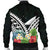 Tokelau Men's Bomber Jacket - Tokelau Caledonia Coat of Arms & Polynesian Tropical Flowers White - Polynesian Pride