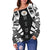 Niue Women's Off Shoulder Sweater - Polynesian Tattoo Black - Polynesian Pride