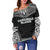 Marquesas Islands Polynesian Chief Women's Off Shoulder Sweater - Black Version - Polynesian Pride