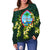 Guam Polynesian Off Shoulder Sweater - Ti Leaf Lei Turtle - Polynesian Pride