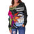 Marshall Islands Women's Off Shoulder Sweater - Hibiscus Polynesian Pattern - Polynesian Pride