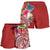 Fiji Polynesian Women's Shorts - Summer Plumeria (Red) - Polynesian Pride