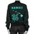 Hawaii Kakau Polynesian Turtle Map Women's Bomber Jacket - Turquoise - Polynesian Pride