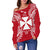 Wallis And Futuna Polynesian Shoulder Sweater Map Red White - Polynesian Pride