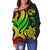 Tonga Women Off Shoulder Sweater - Reagae Tentacle Turtle - Polynesian Pride