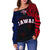 Hawaiian Kanaka Women's Off Shoulder Sweater Flag Nation Black Demodern AH - Polynesian Pride