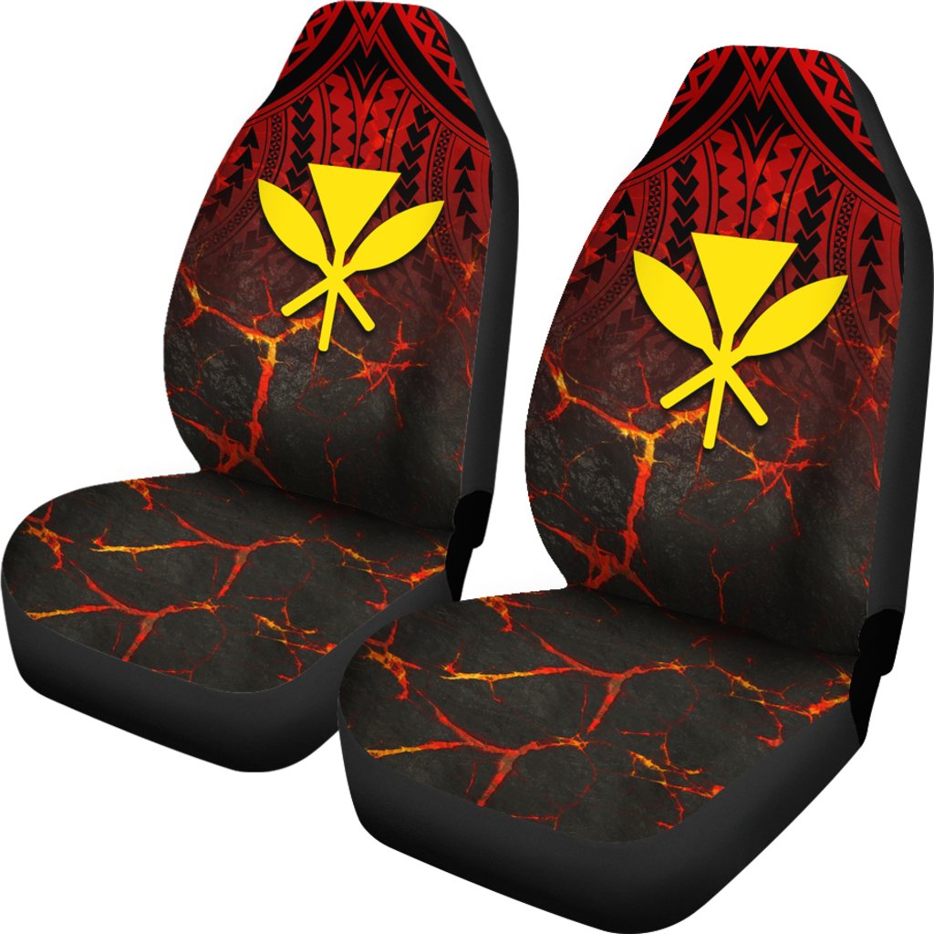 Hawaii Kanaka Polynesian Eruption Car Seat Covers Universal Fit Red - Polynesian Pride