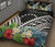 Cook Islands Quilt Bed Set - Cook Islands Coat of Arms & Polynesian Tropical Flowers White - Polynesian Pride