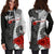 Tahiti Polynesian Custom Personalised Hoodie Dress - Coat Of Arm With Hibiscus White - Polynesian Pride