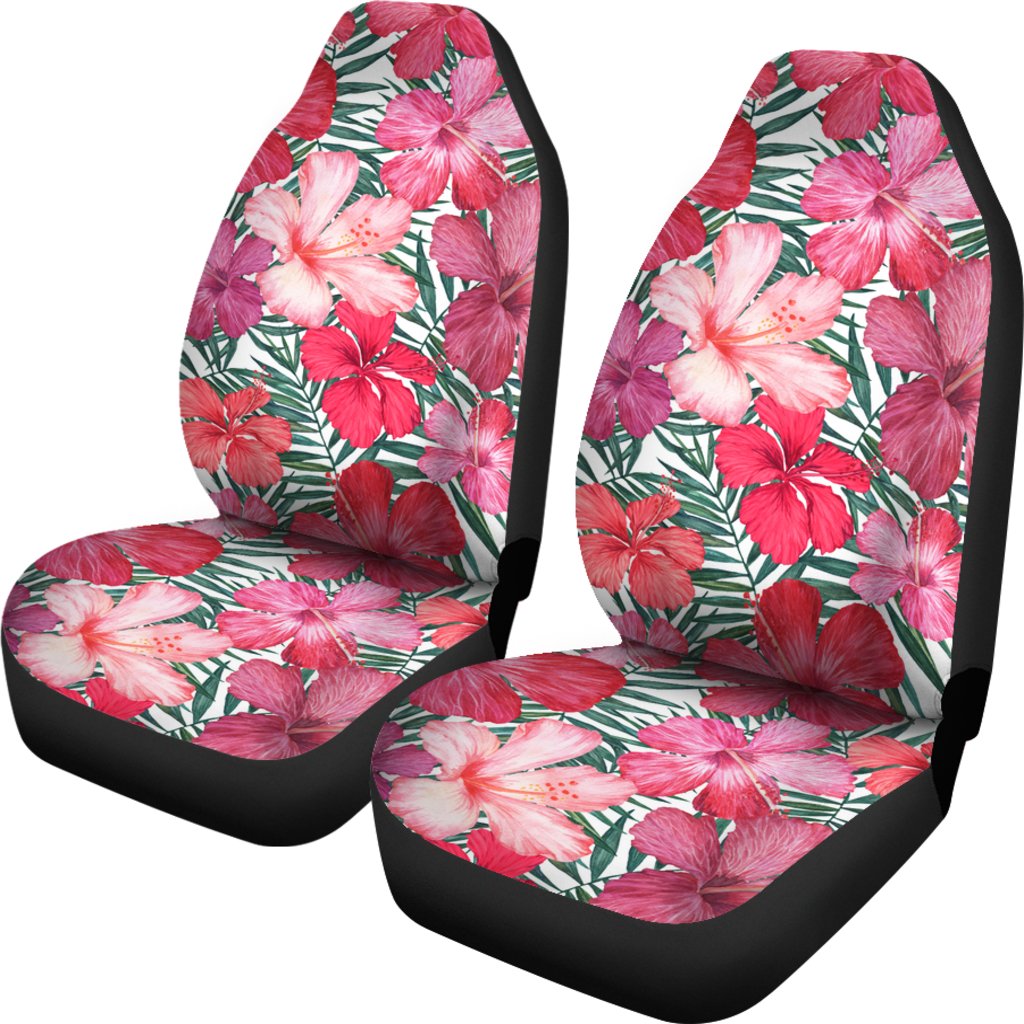 Beautiful Hibiscus Car Seat Cover Universal Fit White - Polynesian Pride