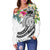 Polynesian Samoa Women's Off Shoulder Sweater - Summer Plumeria (White) - Polynesian Pride