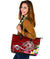 Samoa Large Leather Tote Bag - Turtle Plumeria (Red) - Polynesian Pride