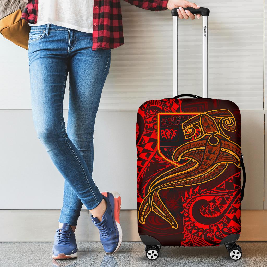 Fiji Luggage Covers - Red Shark Polynesian Tattoo Red - Polynesian Pride