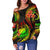 Samoa Polynesian Off Shoulder Sweater - Reggae Plumeria - Polynesian Pride