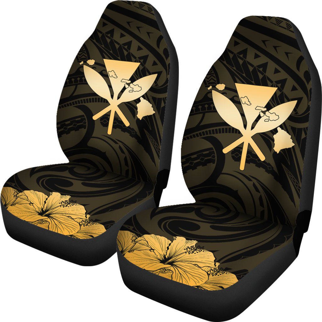 Hawaiian Kanaka Car Seat Covers Hibiscus Polynesian Love Gold Universal Fit Gold - Polynesian Pride