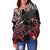 Samoa Polynesian Women's Off Shoulder Sweater - Eagle Tribal Pattern Red - Polynesian Pride