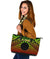 Polynesian Cook Islands Large Leather Tote Bag - Reggae Vintage Polynesian Patterns - Polynesian Pride