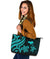 Papua New Guinea Large Leather Tote - Turquoise Tentacle Turtle - Polynesian Pride