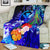 Polynesian Hawaii Custom Personalised Premium Blanket - Kanaka Maoli Humpback Whale with Tropical Flowers (Blue) - Polynesian Pride