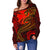 Polynesian Wallis and Futuna Women's Off Shoulder Sweater - Red Shark Polynesian Tattoo - Polynesian Pride