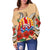 Tahiti Polynesian Off Shoulder Sweater - Hibiscus Coat of Arm Beige - Polynesian Pride