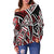 Kosrae Women's Off Shoulder Sweaters - Tribal Flower Special Pattern Red Color - Polynesian Pride