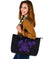 Hawaii Kakau Polynesian Turtle Map Large Leather Tote - Purple - Polynesian Pride