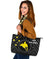 Papua New Guinea Leather Tote Bags - Flag With Polynesian Patterns (Black) - Polynesian Pride