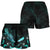 Tokelau Polynesian Women's Shorts - Turtle With Blooming Hibiscus Turquoise - Polynesian Pride