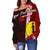 New Caledonia Polynesian Women's Off Shoulder Sweater - Coat Of Arm With Hibiscus - Polynesian Pride