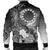 Cook Islands Custom Personalised Men's Bomber Jacket - Humpback Whale with Tropical Flowers (White) - Polynesian Pride