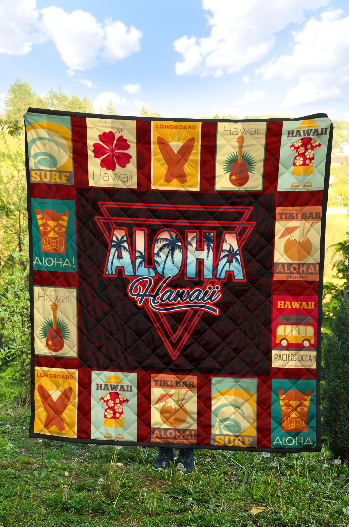 Vintage Hawaii Premium Quilt Red - Polynesian Pride