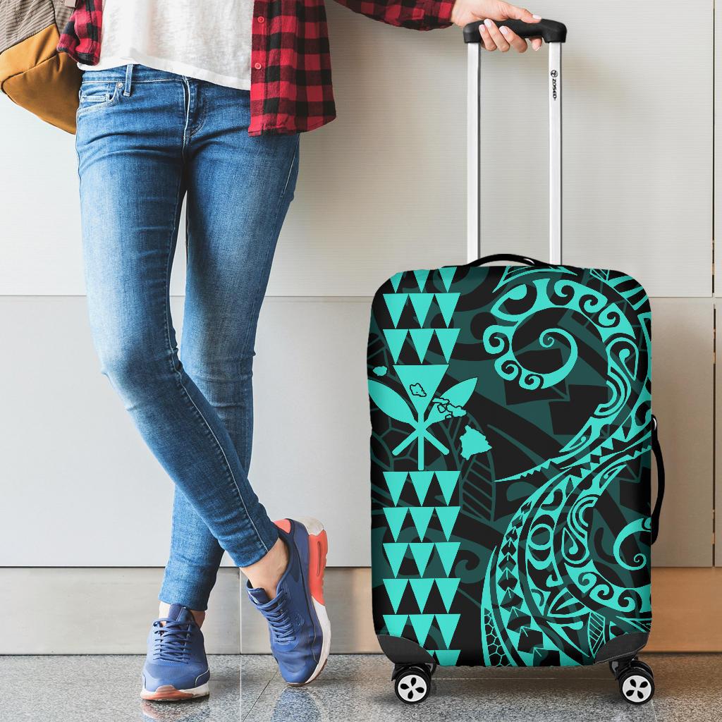 Kanaka Map Turquoise Polynesian Luggage Covers Turquoise - Polynesian Pride