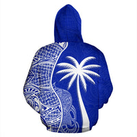 Samoa Polynesian Hoodie Coconut Tree Blue - Polynesian Pride