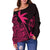 Guam Coconut Tree Off Shoulder Sweater Pink K4 - Polynesian Pride