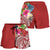 Papua New Guinea Polynesian Women's Shorts - Summer Plumeria (Red) - Polynesian Pride